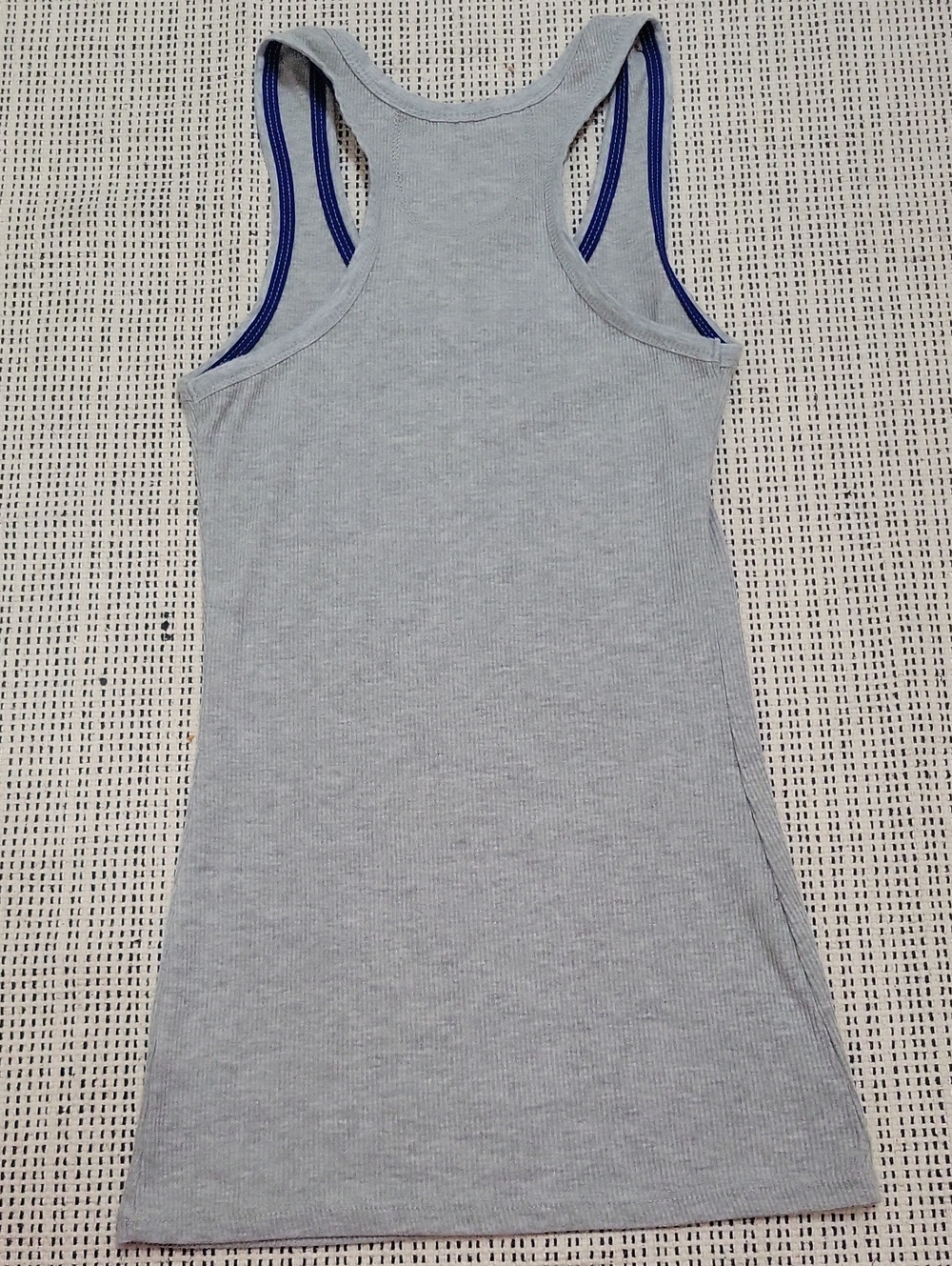 Active Basic Racerback Gray Ribbed Tank with Gray Trim Small - Picture 3 of 8